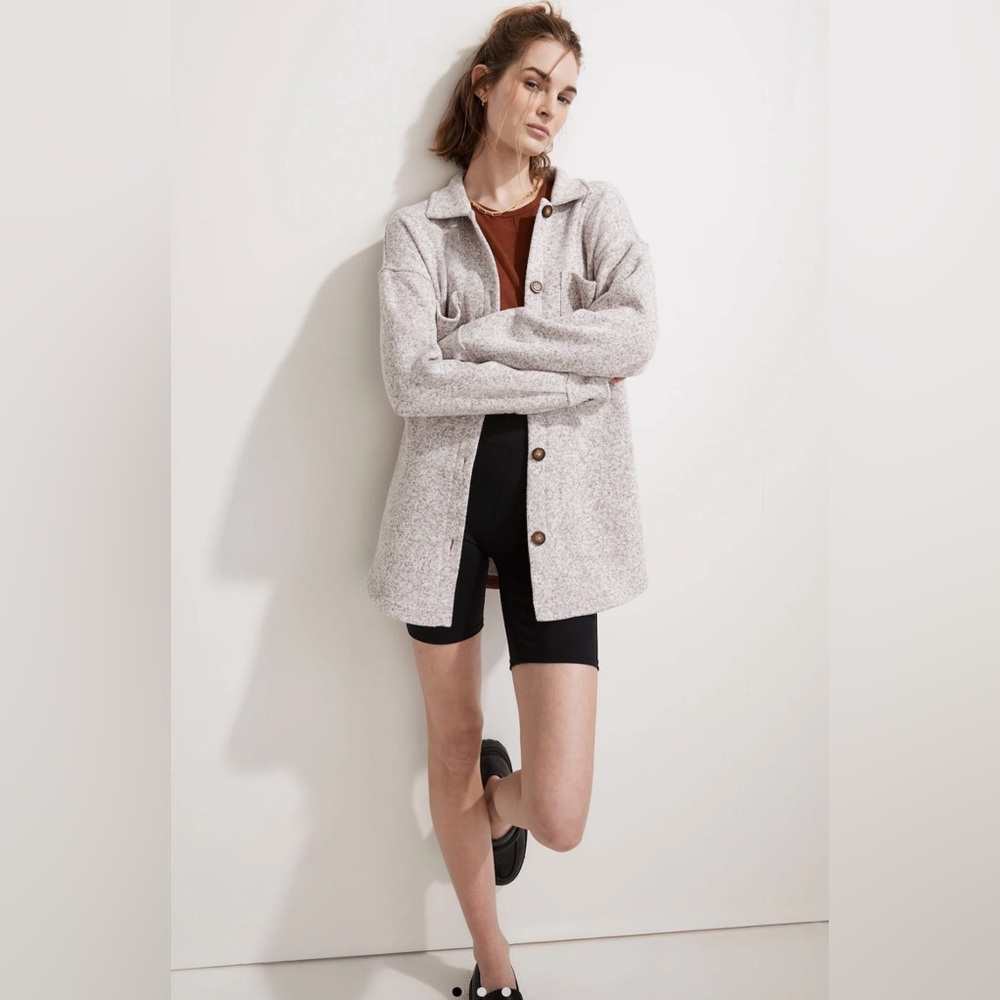 Madewell‎ MWL (Re)sourced Sweater Fleece Shirt-Jacket in Heather Pale Thistle XS